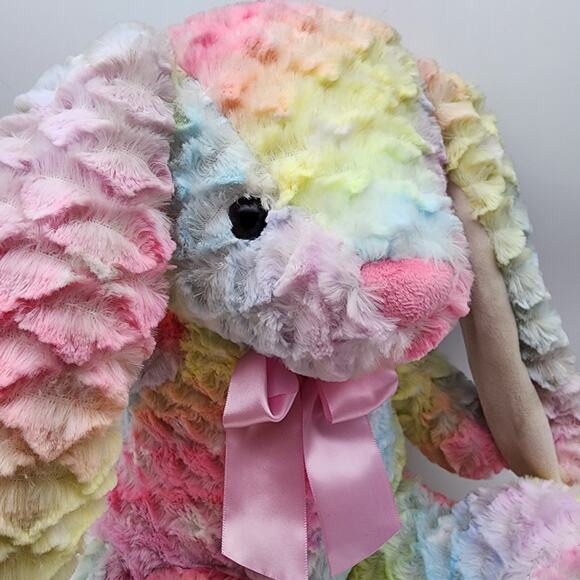 Walmart Scented Rainbow Bunny Rabbit Plush 15" Pink Nose Satin Ribbon 320907 - Picture 5 of 8